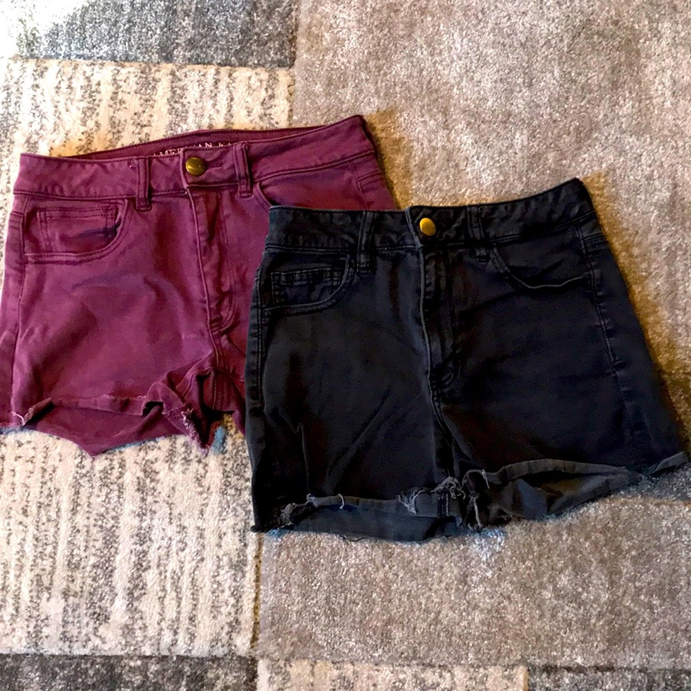 Maroon black American eagle super stretchy shorts